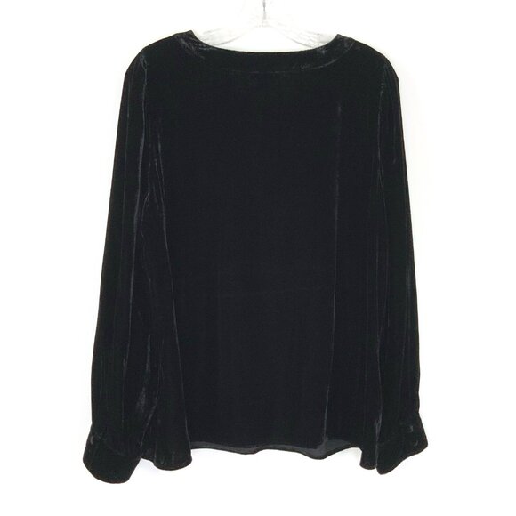 New Talbots Black Velvet Long-Sleeve Top Rhinestone Embellished  Sz L - Picture 6 of 16